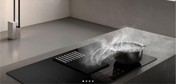 Elica Piano Cottura a Induzione con Cappa Integrata Filtrante e Bilancia 4 Fuochi (2 Bridge Zone) Larghezza 83 cm colore Nero - NIKOLATESLA LIBRA B