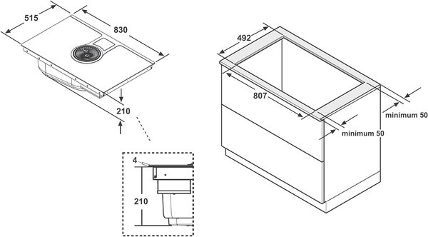 Elica Piano Cottura a Induzione con Cappa Integrata Filtrante e Bilancia 4 Fuochi (2 Bridge Zone) Larghezza 83 cm colore Nero - NIKOLATESLA LIBRA B