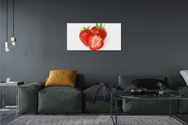 Quadro su tela Fragole su uno sfondo bianco 100x50 cm