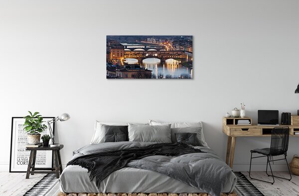 Quadro su tela Italia Bridges River Night 100x50 cm