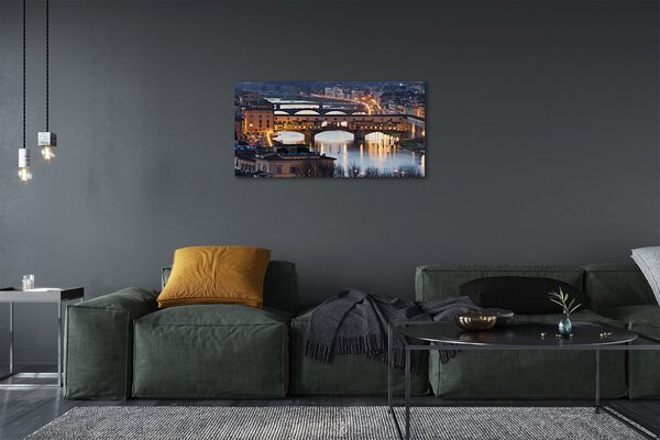 Quadro su tela Italia Bridges River Night 100x50 cm