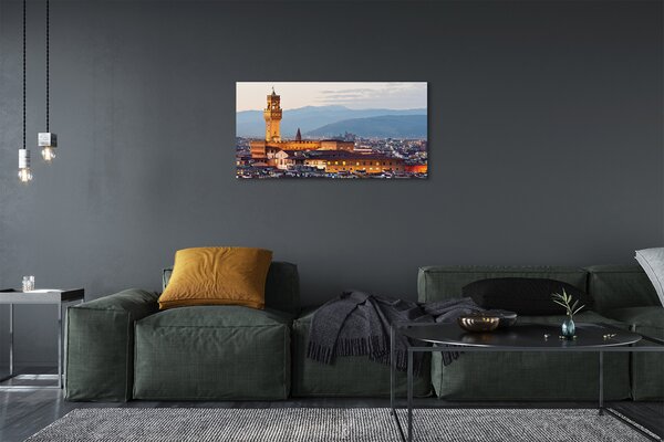 Quadro su tela Italia Castello Panorama Sunset 100x50 cm