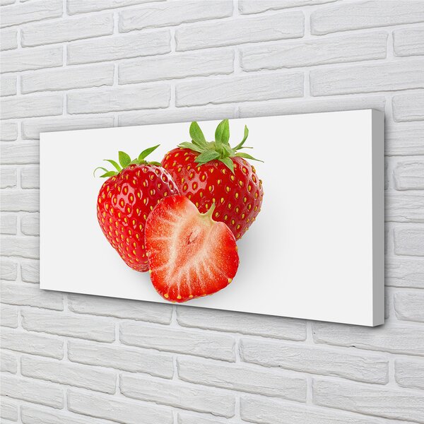 Quadro su tela Fragole su uno sfondo bianco 100x50 cm