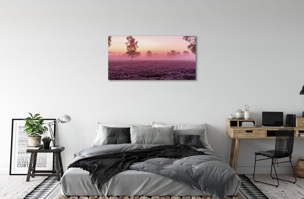Quadro su tela Campo heather 100x50 cm