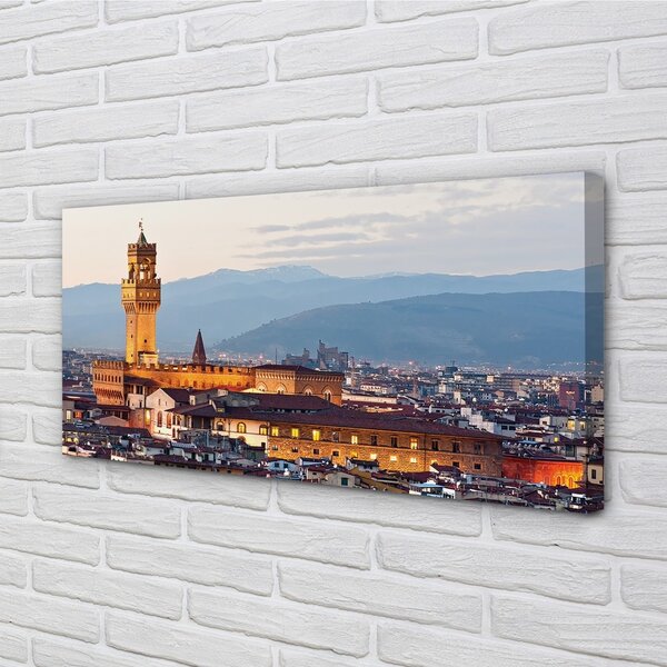 Quadro su tela Italia Castello Panorama Sunset 100x50 cm
