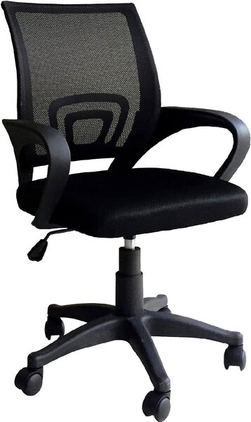 NBrand Sedia da Ufficio con Ruote e Braccioli in Tessuto Mesh colore Nero - Rapid