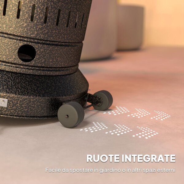 DecHome Stufa a Gas Stufa a Fungo da Esterno con Spegnimento Automatico e Rotelle 82x82x223 cm colore Marrone Scuro - W855DR