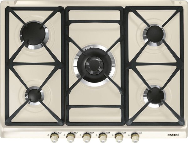Smeg Piano Cottura da Incasso a gas 5 Fuochi 50 cm colore Panna - SR775PO
