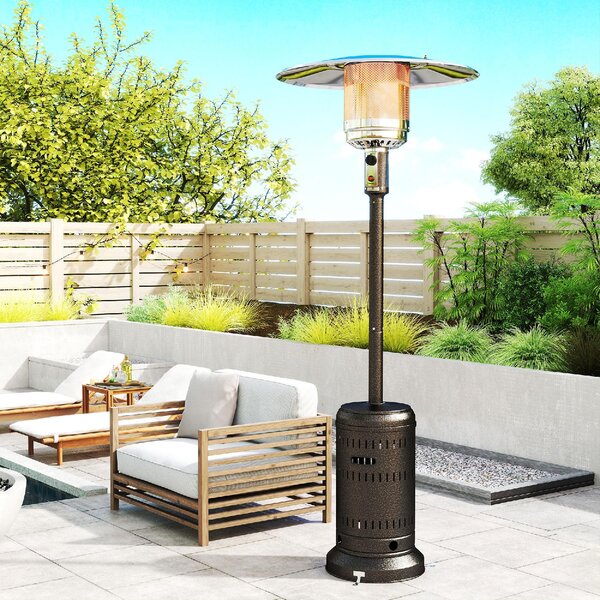 DecHome Stufa a Gas Stufa a Fungo da Esterno con Spegnimento Automatico e Rotelle 82x82x223 cm colore Marrone Scuro - W855DR