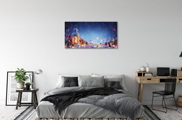 Quadro su tela Snow Lanterus Twigs Baubles 100x50 cm