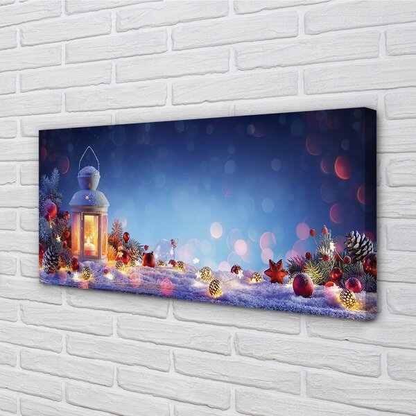 Quadro su tela Snow Lanterus Twigs Baubles 100x50 cm