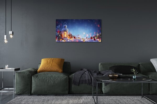 Quadro su tela Snow Lanterus Twigs Baubles 100x50 cm