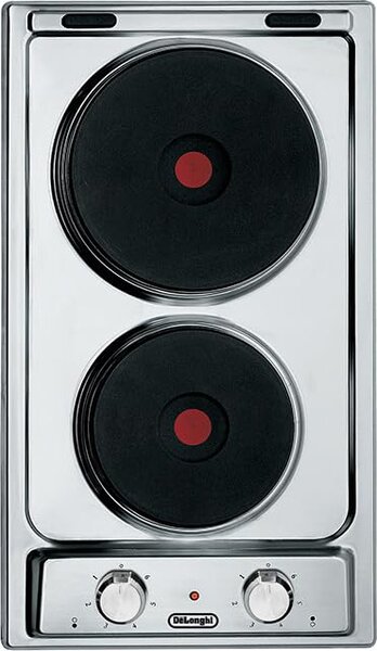 De Longhi Piano cottura elettrico da incasso 2 Fuochi Larghezza 30 cm colore Inox - I 23-2 ER - Serie Domino