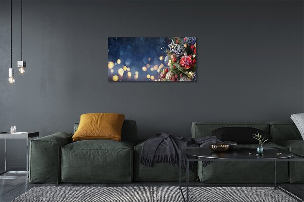 Foto quadro su tela Decorazioni di neve dell'albero di Natale 100x50 cm