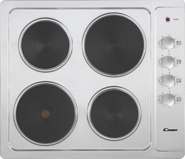 Candy Piano Cottura Elettrico 4 Piastre Larghezza 60 cm Comandi Laterali colore Inox - Cle64Kx