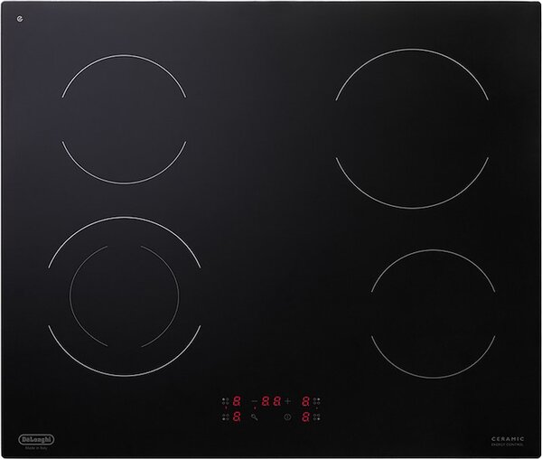 De Longhi Piano Cottura Elettrico da Incasso 4 Fuochi Larghezza 60 cm in Vetroceramica colore Nero - PVC61N