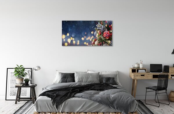 Foto quadro su tela Decorazioni di neve dell'albero di Natale 100x50 cm