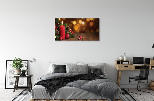 Quadro su tela Tavolette per ramoscelli a lume di candela 100x50 cm