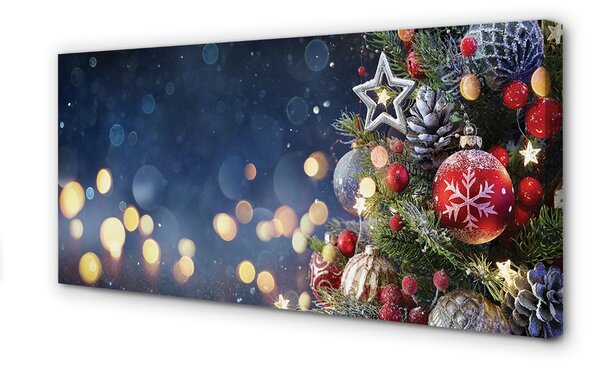 Foto quadro su tela Decorazioni di neve dell'albero di Natale 100x50 cm
