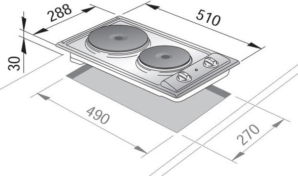 De Longhi Piano cottura elettrico da incasso 2 Fuochi Larghezza 30 cm colore Inox - I 23-2 ER - Serie Domino