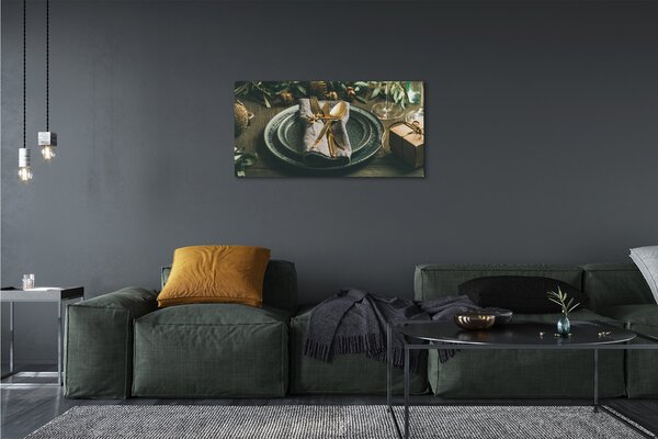 Quadro su tela Regali per palline per posate a piastre 100x50 cm