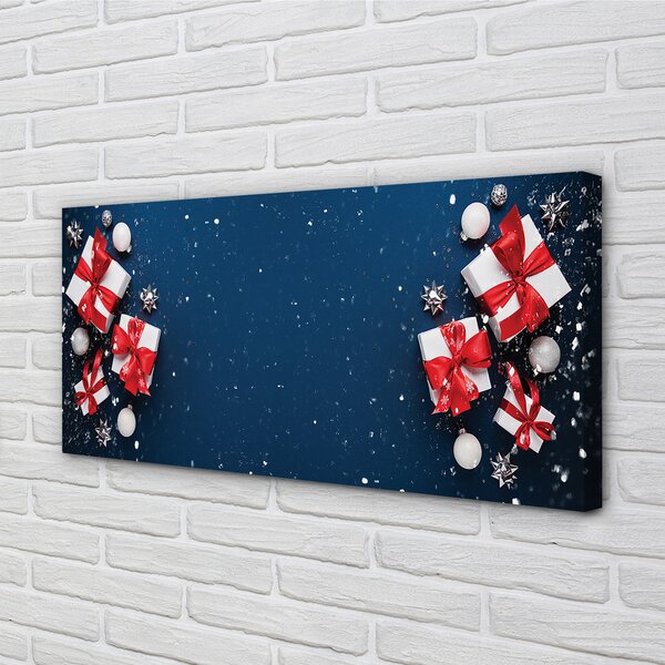 Quadro su tela Regali per palline di neve 100x50 cm