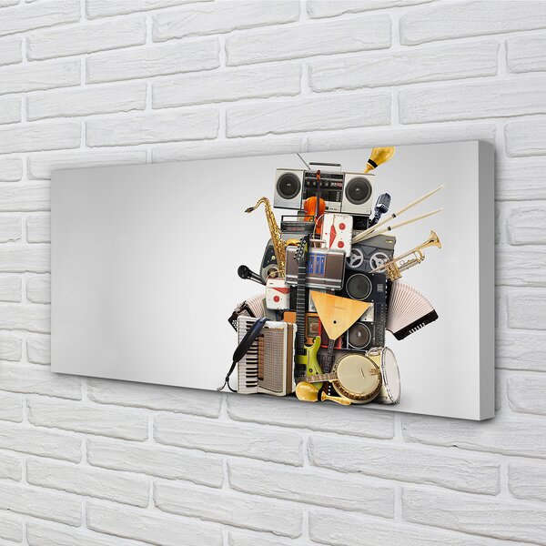 Quadro su tela Radio Microfono ukulele 100x50 cm