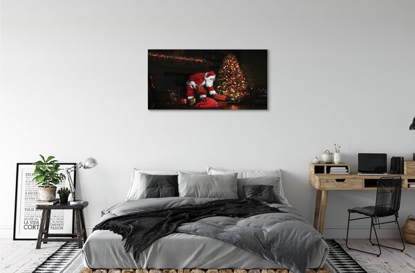 Quadro su tela Decorazioni per regali degli alberi di Natale Babbo Natale 100x50 cm