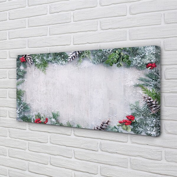 Quadro su tela Neve di coni di ramoscelli 100x50 cm