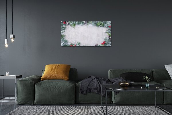 Quadro su tela Neve di coni di ramoscelli 100x50 cm