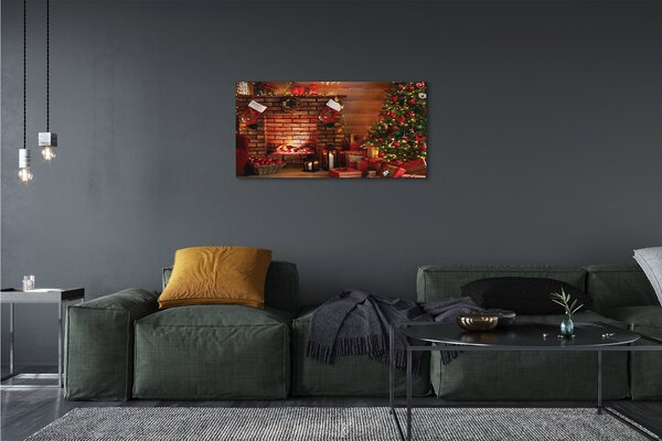 Quadro stampa su tela Alberi di Natale regali decorazioni per camino 100x50 cm