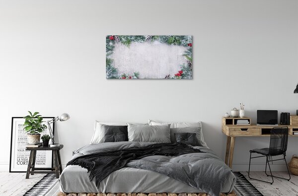 Quadro su tela Neve di coni di ramoscelli 100x50 cm