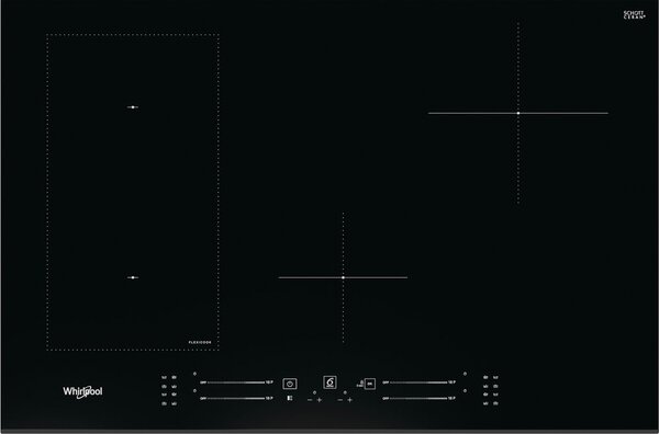 Whirlpool Piano Cottura Induzione 4 Fuochi da 80 cm in Vetroceramica colore Nero - WL S3377 BF