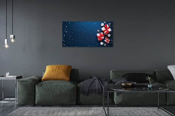 Quadro su tela Regali per palline di neve 100x50 cm