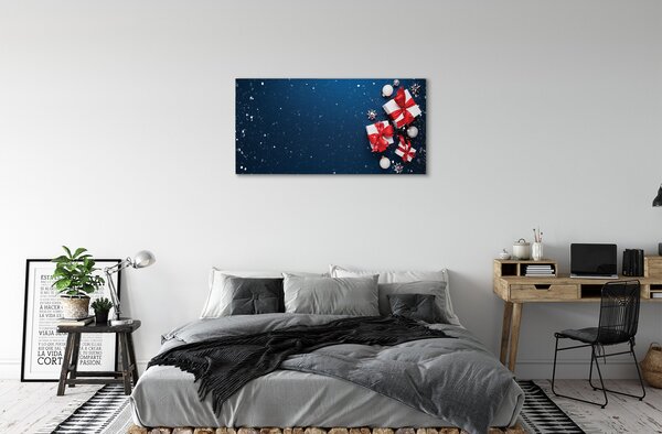 Quadro su tela Regali per palline di neve 100x50 cm
