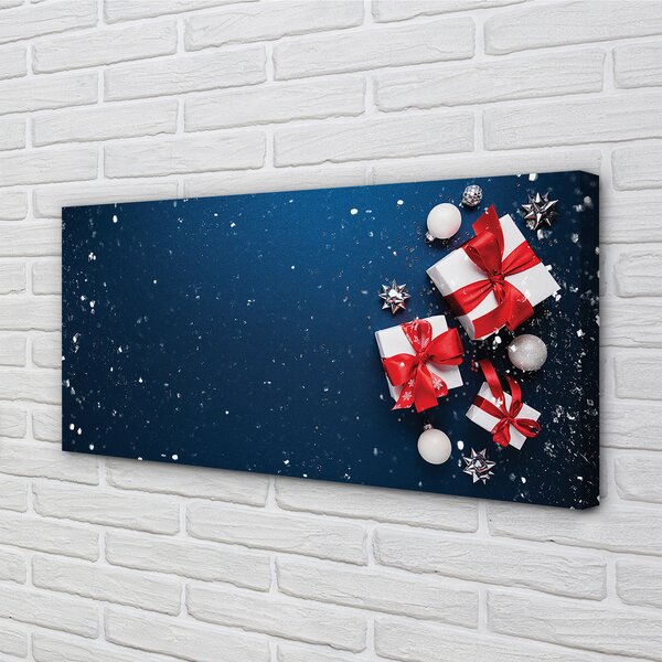 Quadro su tela Regali per palline di neve 100x50 cm