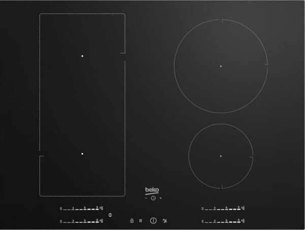Beko Piano Cottura Induzione 4 Fuochi da Incasso Larghezza 70 cm in Vetroceramica colore Nero - HII74700UF