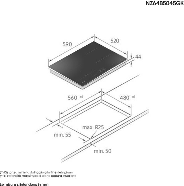 Samsung Piano Cottura Induzione 4 Fuochi Flex Zone 60 cm colore Nero - NZ64B5045GK/U1