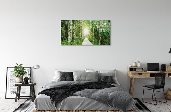 Quadro su tela Birch Forest Road Birch 100x50 cm