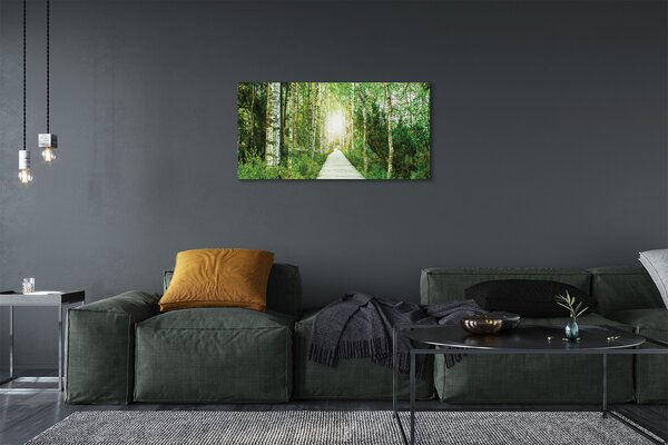 Quadro su tela Birch Forest Road Birch 100x50 cm