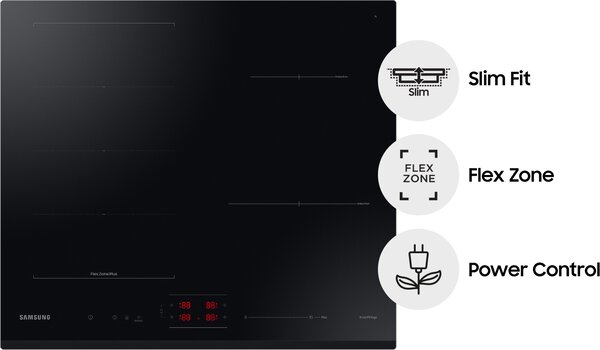Samsung Piano Cottura Induzione 4 Fuochi Flex Zone 60 cm colore Nero - NZ64B5045GK/U1