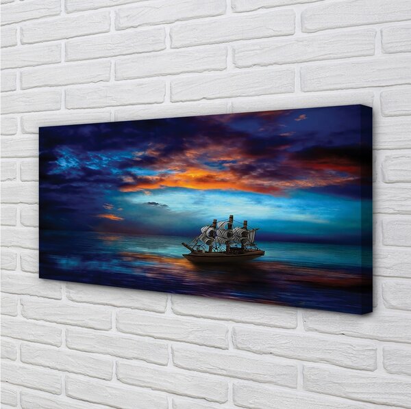 Quadro su tela Clouds Sea sera 100x50 cm