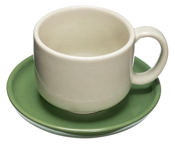 Tazza verde e crema in gres Amare - Hübsch