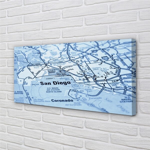 Quadro stampa su tela Mappa della città 100x50 cm