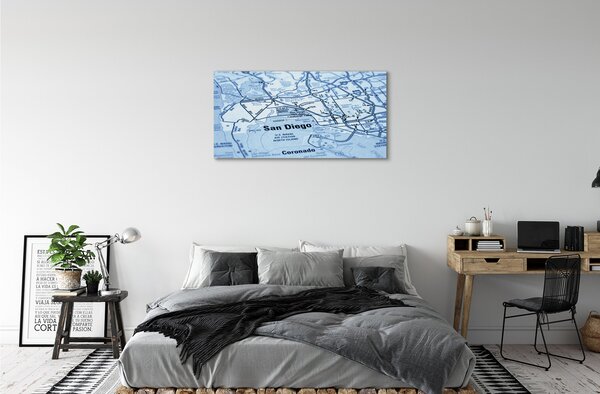 Quadro stampa su tela Mappa della città 100x50 cm