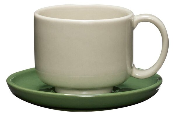 Tazza verde e crema in gres Amare - Hübsch
