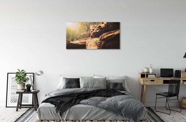 Quadro su tela Gesù di legno 100x50 cm