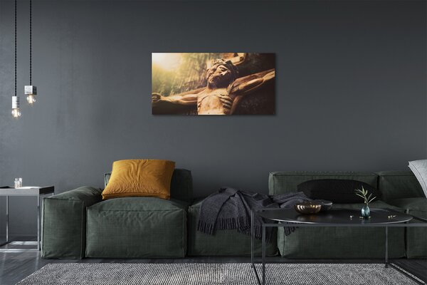 Quadro su tela Gesù di legno 100x50 cm