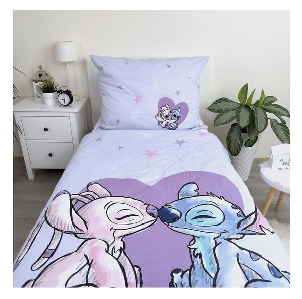 Biancheria da letto per bambini in cotone per letto singolo 140x200 cm Lilo and Stitch "Heart" – Jerry Fabrics
