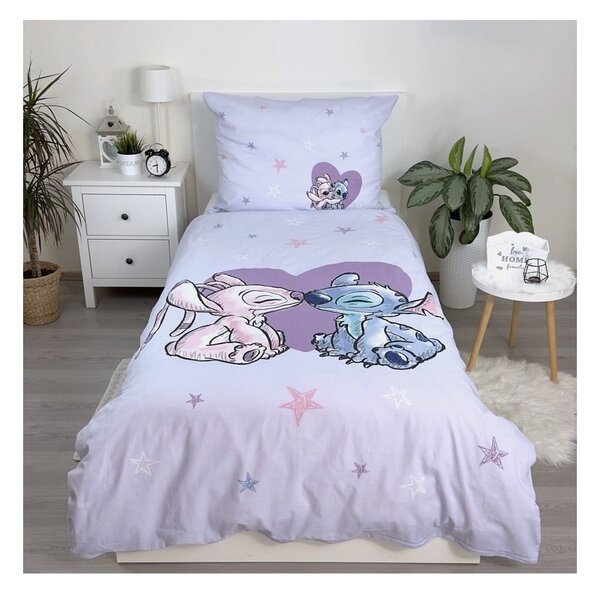 Biancheria da letto per bambini in cotone per letto singolo 140x200 cm Lilo and Stitch "Heart" – Jerry Fabrics